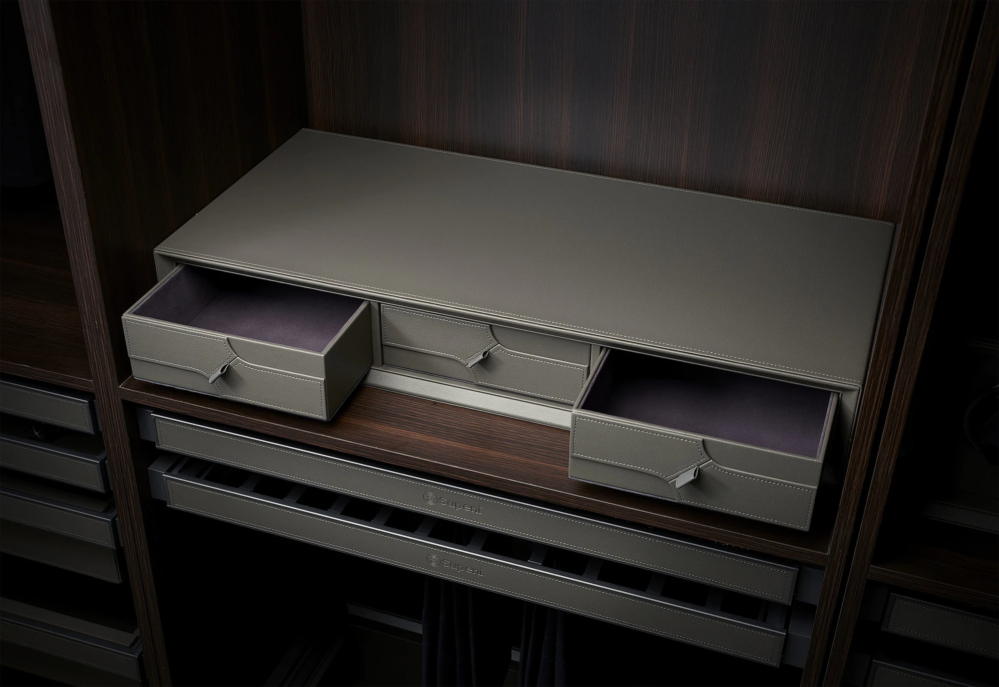 Triple Leather Drawer